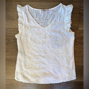 VALENTINA NALDI Eyelet Flutter Sleeve Blouse